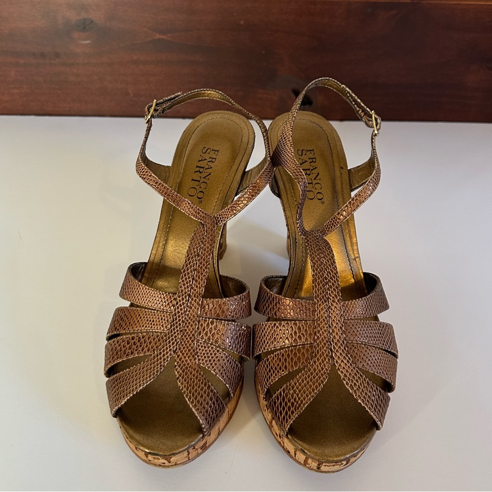 Franco Sarto strappy wedged sandals size 9